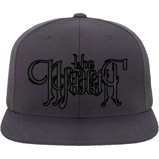 Naught Text Flatbill Snapback in Charcoal