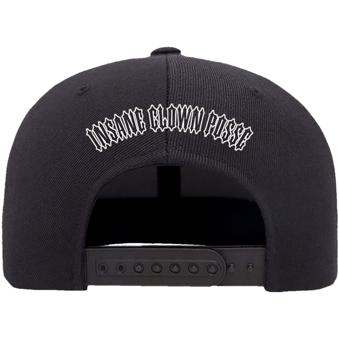 Naught Text Black Flatbill Snapback Hat in Black